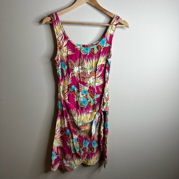 Vintage Rampage Sundress Womens Sz 5 Pink Floral Hawaiian Faux Wrap Y2K 2000’s - Picture 1 of 10